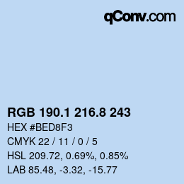 Farbcode: RGB 190.1 216.8 243 | qconv.com