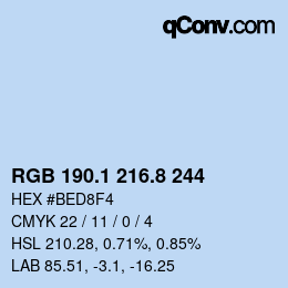 Color code: RGB 190.1 216.8 244 | qconv.com