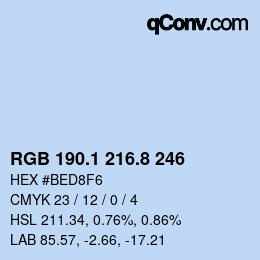 Color code: RGB 190.1 216.8 246 | qconv.com