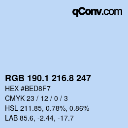 Color code: RGB 190.1 216.8 247 | qconv.com