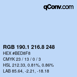Color code: RGB 190.1 216.8 248 | qconv.com