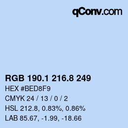Color code: RGB 190.1 216.8 249 | qconv.com