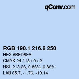 Color code: RGB 190.1 216.8 250 | qconv.com