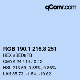 Color code: RGB 190.1 216.8 251 | qconv.com