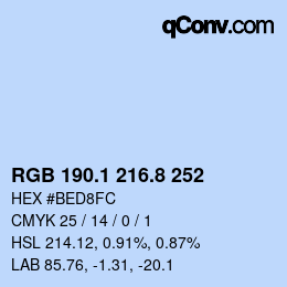 カラーコード: RGB 190.1 216.8 252 | qconv.com