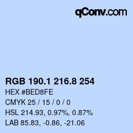 Farbcode: RGB 190.1 216.8 254 | qconv.com