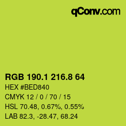 カラーコード: RGB 190.1 216.8 64 | qconv.com