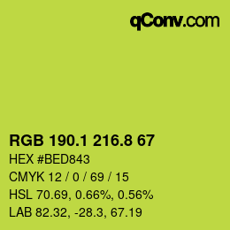カラーコード: RGB 190.1 216.8 67 | qconv.com