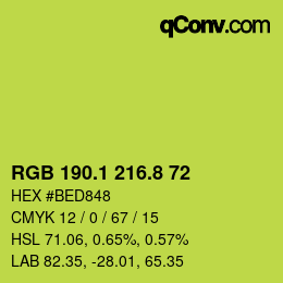 カラーコード: RGB 190.1 216.8 72 | qconv.com