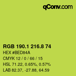 カラーコード: RGB 190.1 216.8 74 | qconv.com