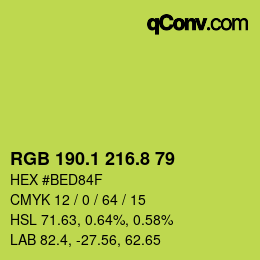 カラーコード: RGB 190.1 216.8 79 | qconv.com