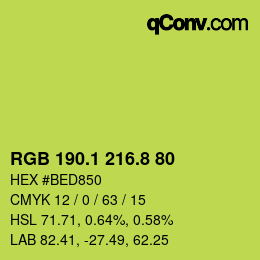 カラーコード: RGB 190.1 216.8 80 | qconv.com
