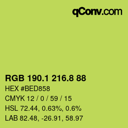 カラーコード: RGB 190.1 216.8 88 | qconv.com