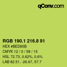 カラーコード: RGB 190.1 216.8 91 | qconv.com