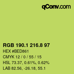 カラーコード: RGB 190.1 216.8 97 | qconv.com