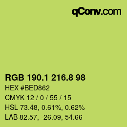 カラーコード: RGB 190.1 216.8 98 | qconv.com