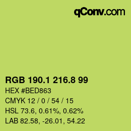 カラーコード: RGB 190.1 216.8 99 | qconv.com