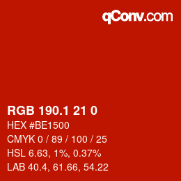 カラーコード: RGB 190.1 21 0 | qconv.com