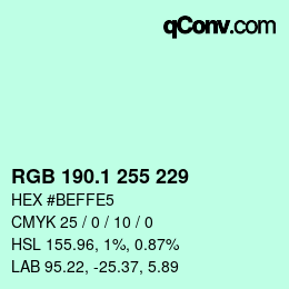 カラーコード: RGB 190.1 255 229 | qconv.com