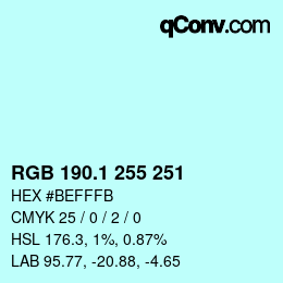 カラーコード: RGB 190.1 255 251 | qconv.com