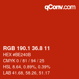 カラーコード: RGB 190.1 36.8 11 | qconv.com
