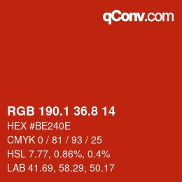 Color code: RGB 190.1 36.8 14 | qconv.com