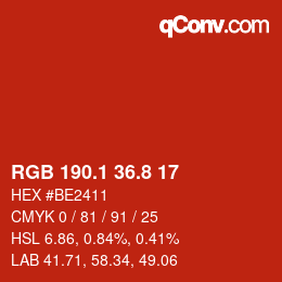 カラーコード: RGB 190.1 36.8 17 | qconv.com