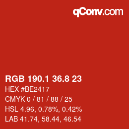 Color code: RGB 190.1 36.8 23 | qconv.com
