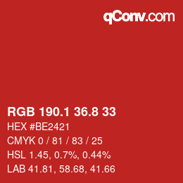 Color code: RGB 190.1 36.8 33 | qconv.com