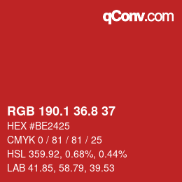 カラーコード: RGB 190.1 36.8 37 | qconv.com