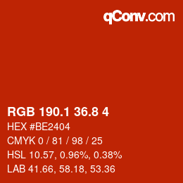 カラーコード: RGB 190.1 36.8 4 | qconv.com