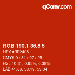 カラーコード: RGB 190.1 36.8 5 | qconv.com