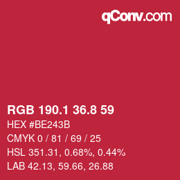 カラーコード: RGB 190.1 36.8 59 | qconv.com