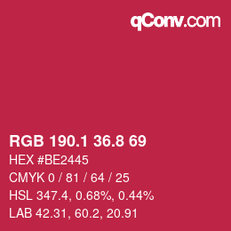 カラーコード: RGB 190.1 36.8 69 | qconv.com