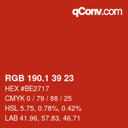 カラーコード: RGB 190.1 39 23 | qconv.com