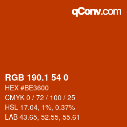 カラーコード: RGB 190.1 54 0 | qconv.com