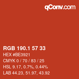 カラーコード: RGB 190.1 57 33 | qconv.com