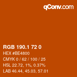 カラーコード: RGB 190.1 72 0 | qconv.com