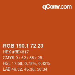 カラーコード: RGB 190.1 72 23 | qconv.com