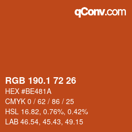 カラーコード: RGB 190.1 72 26 | qconv.com