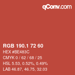 カラーコード: RGB 190.1 72 60 | qconv.com