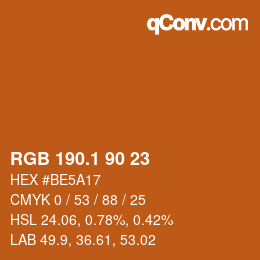 カラーコード: RGB 190.1 90 23 | qconv.com