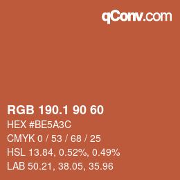 カラーコード: RGB 190.1 90 60 | qconv.com