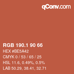 カラーコード: RGB 190.1 90 66 | qconv.com