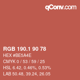 カラーコード: RGB 190.1 90 78 | qconv.com