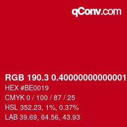 カラーコード: RGB 190.3 0.40000000000001 25 | qconv.com