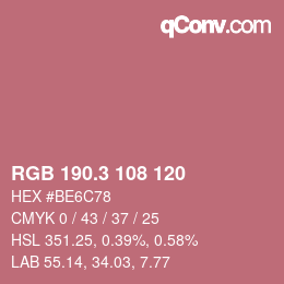 カラーコード: RGB 190.3 108 120 | qconv.com