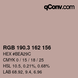 カラーコード: RGB 190.3 162 156 | qconv.com