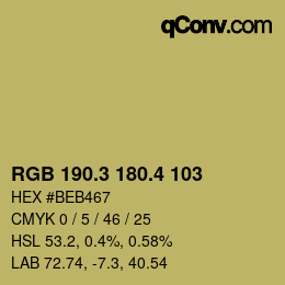 カラーコード: RGB 190.3 180.4 103 | qconv.com
