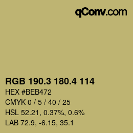 カラーコード: RGB 190.3 180.4 114 | qconv.com